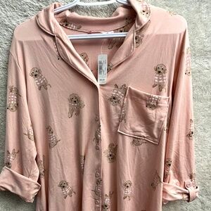 La Vie En Rose Top Pajama Top Pink PJ- Soft- Large